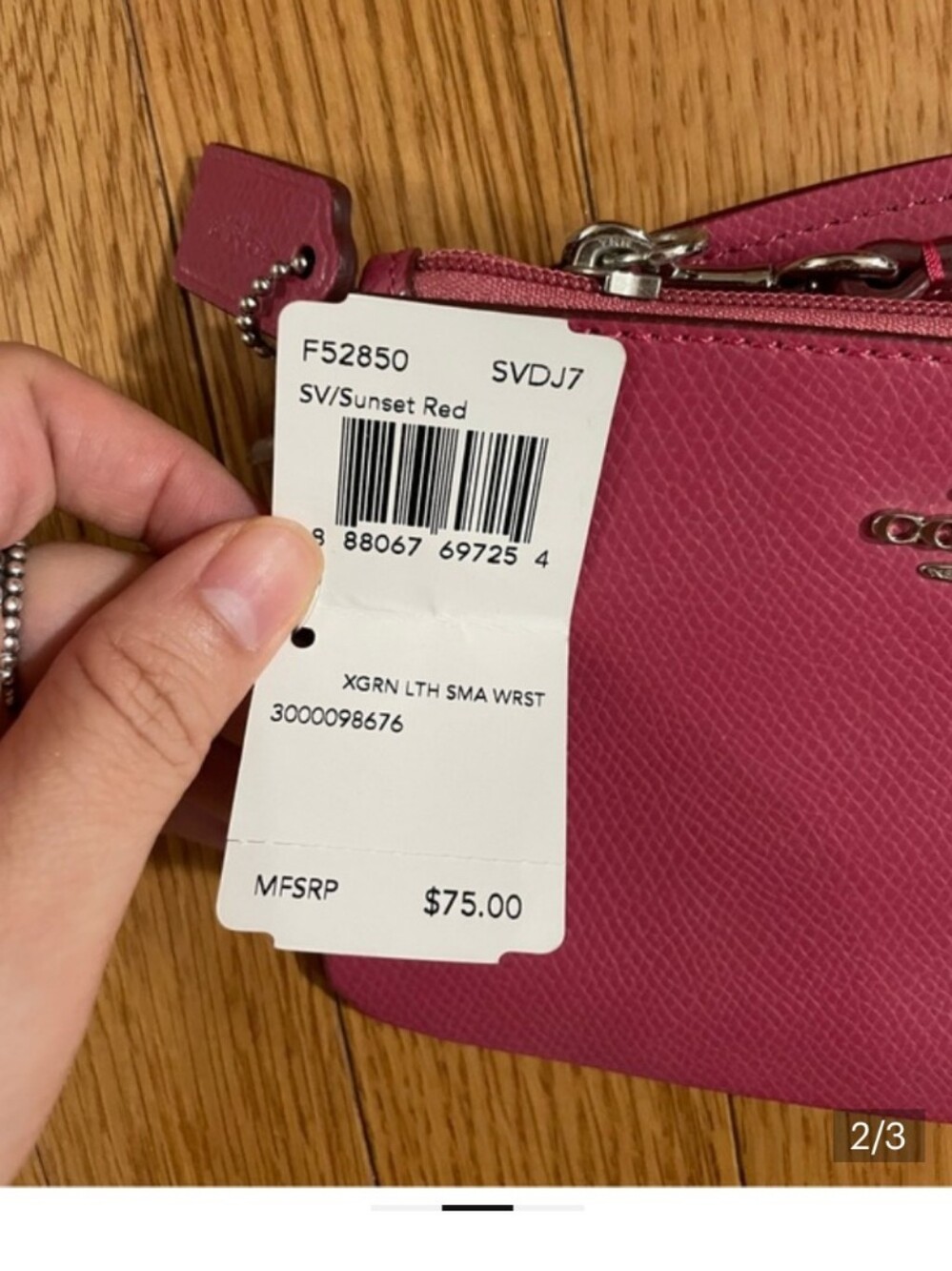 Coach Pink Leather Wristlet - Picture 2 of 3